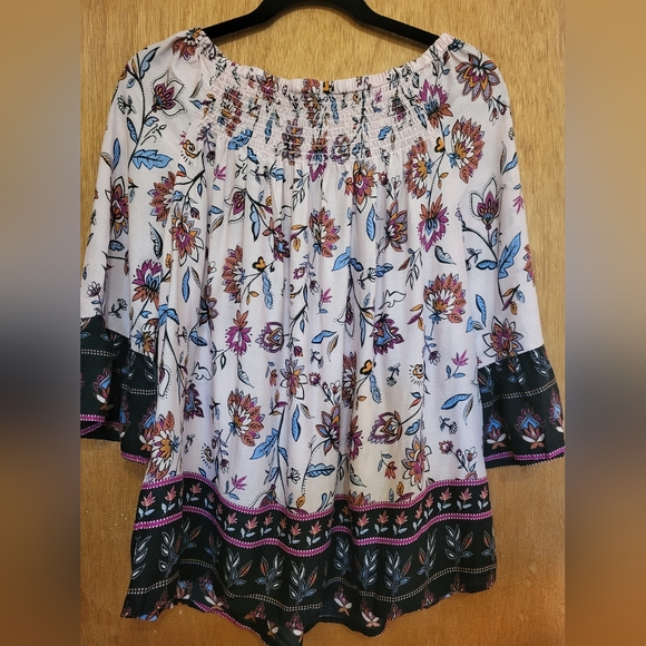 Beachlunchlounge Ellora Nordstrom pff shoulder Boho blouse.  Oversized Small - Picture 3 of 14